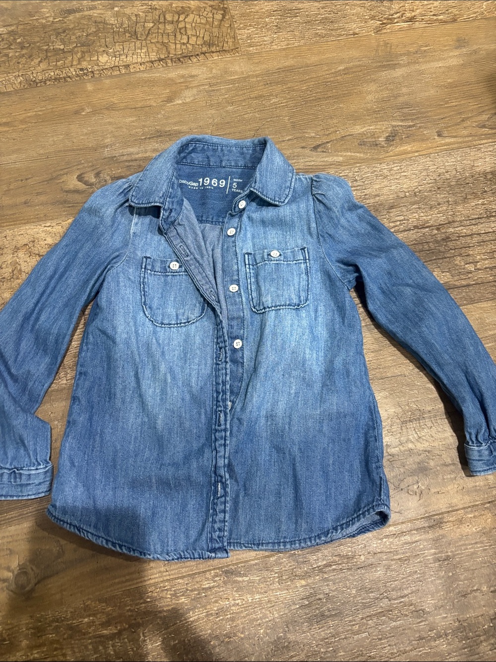 GAP Girls' Medium Blue Denim Button-Up blouse